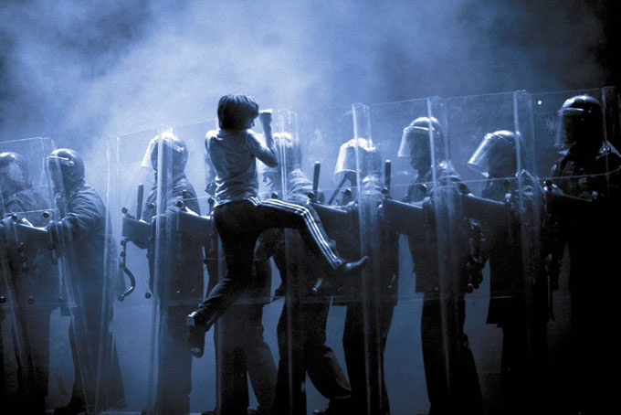 Billy Elliot - Victoria Palace Theatre - Billy on Riot Shields