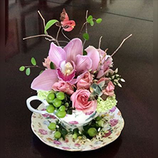 Vintage Tea Cup Floral Arrangement